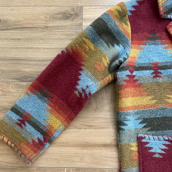 Double D Ranch Jacket Womens Large Oversize Vintage 90s Aztec Western Car Coat - Picture 6 of 16